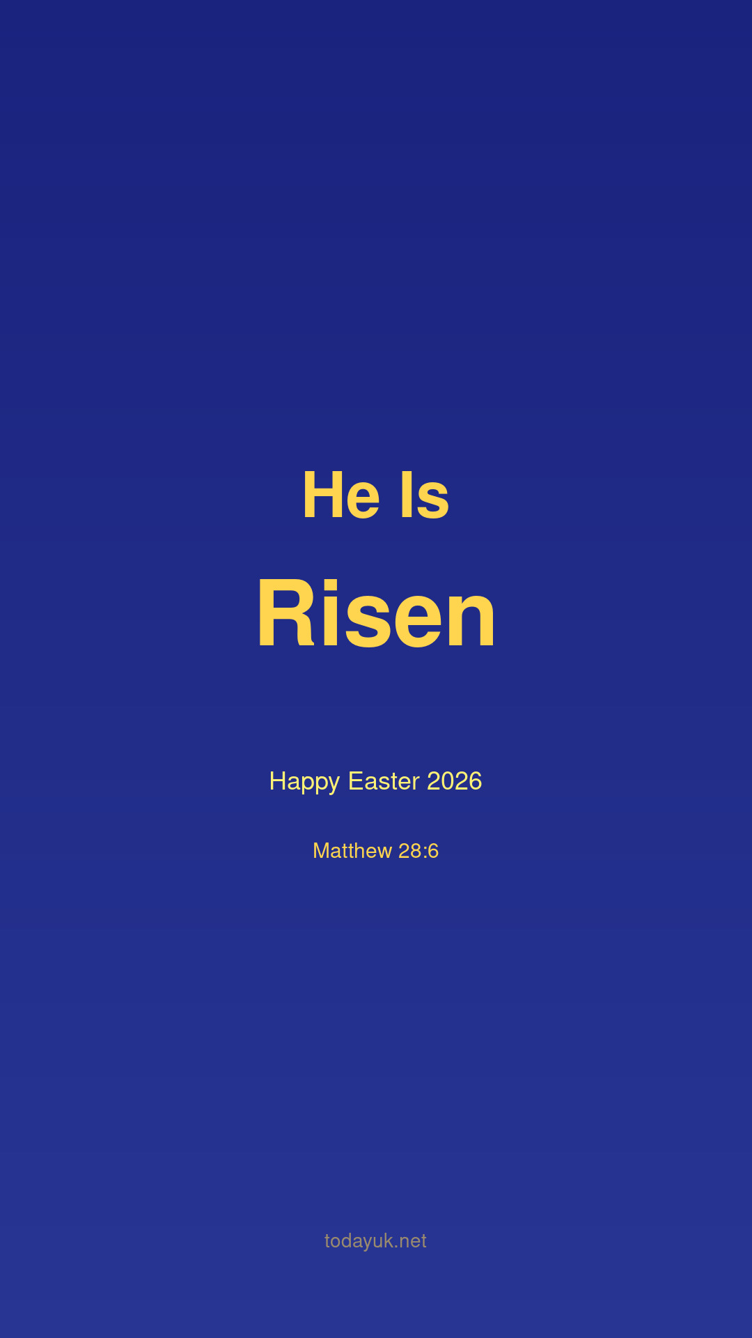 He is risen Easter 2026 dark blue and gold mobile wallpaper