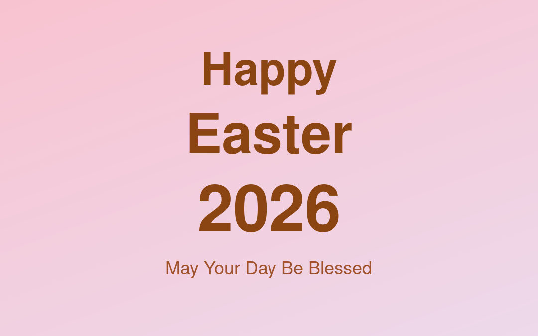 Happy Easter 2026 pink pastel mobile wallpaper with blessing message