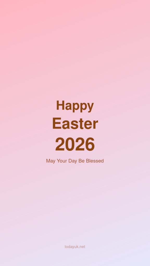 Happy Easter 2026 pink pastel mobile wallpaper with blessing message