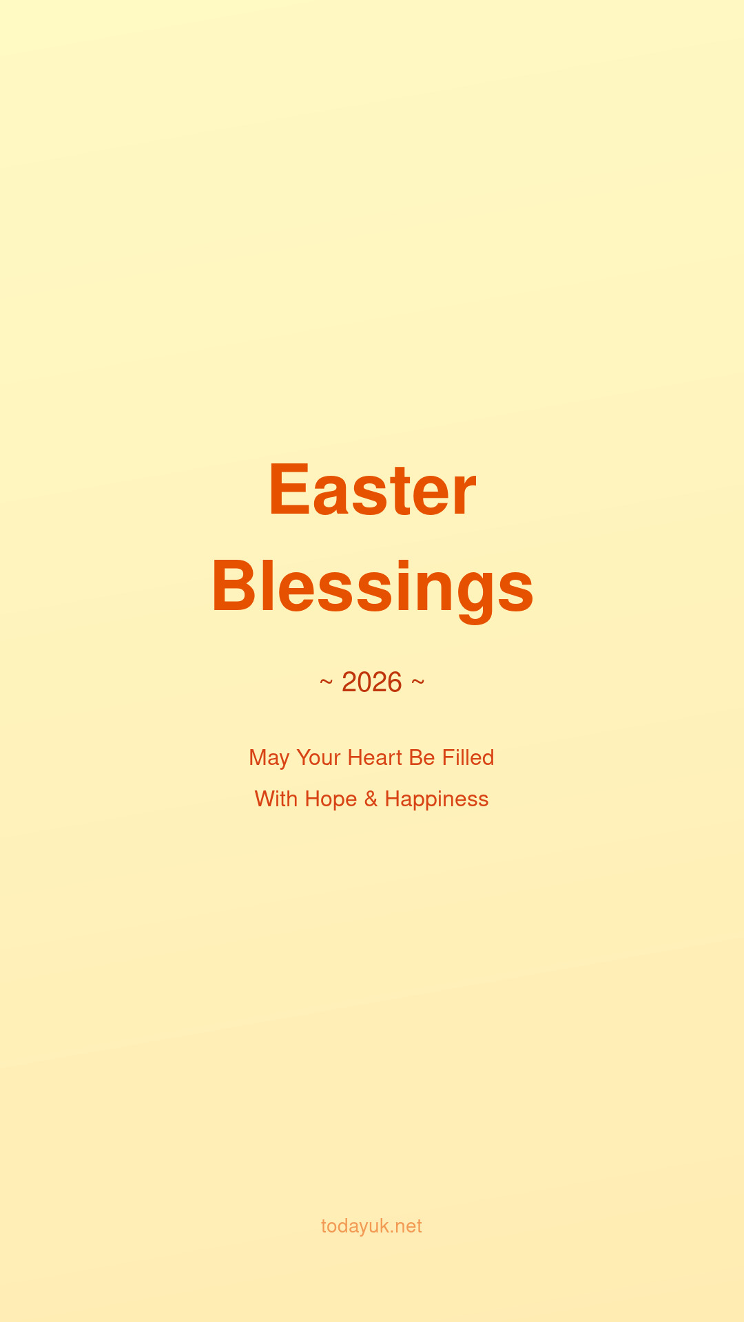 Easter blessings 2026 yellow gradient mobile wallpaper
